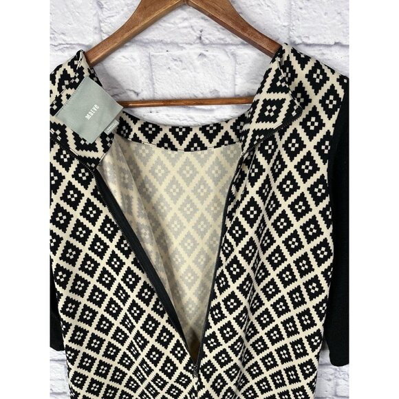 MAEVE Women's Black Cream Geometric Print Shift Dress Small - Picture 5 of 6